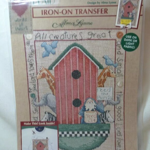 Vintage PLAID Iron-On Transfer For the Birds 57600 Design Alma Lynne Noah's Ark - Picture 1 of 2